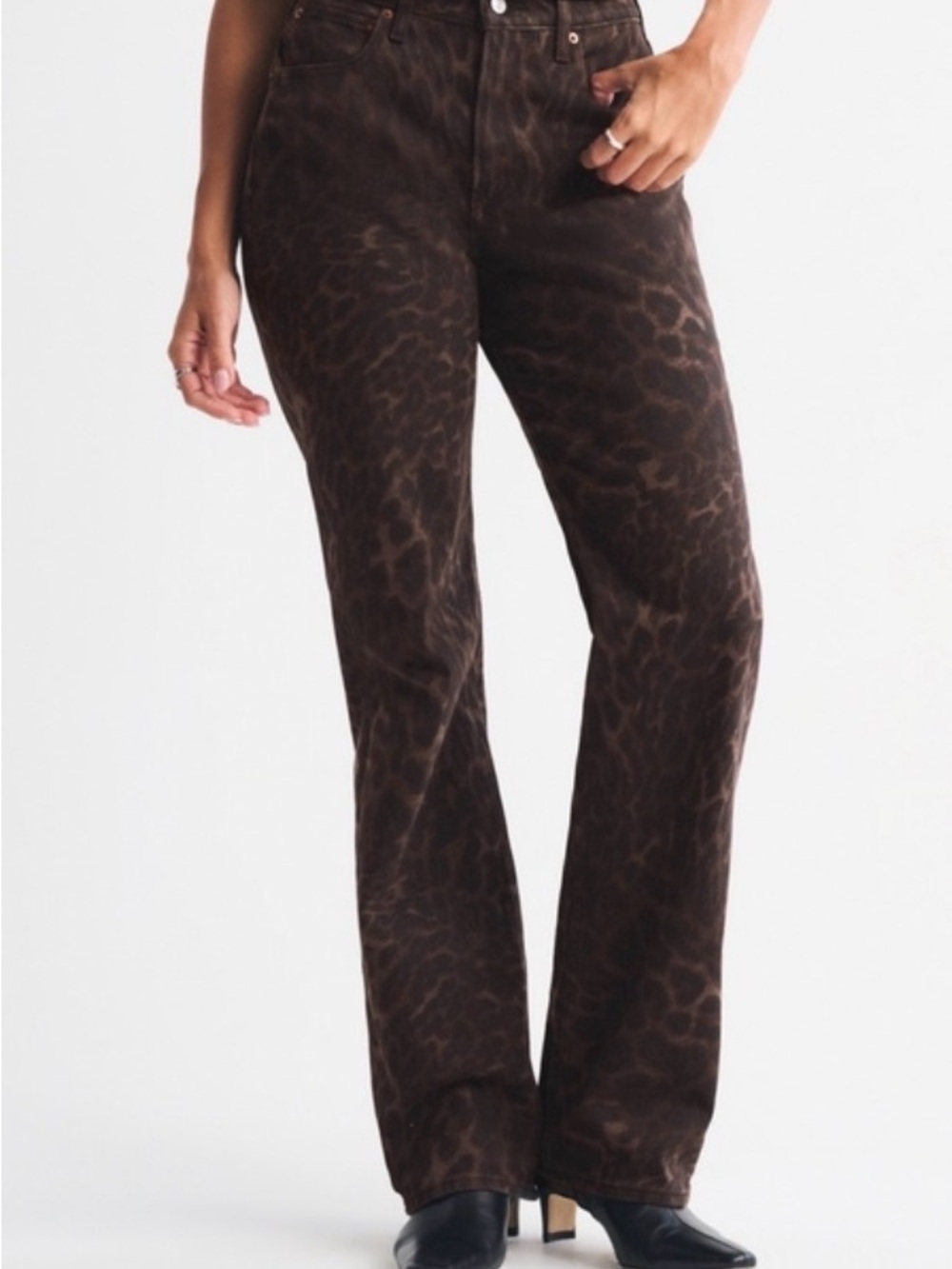 Abercrombie & Fitch Dark Brown Leopard-Print Jeans